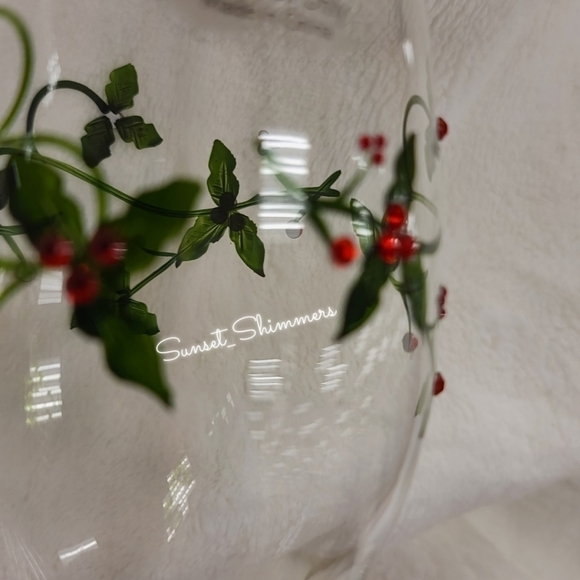 2pc Sparkly Rhinestone Holly Berry Christmas Cocktail Sangria Wine Glass Set New - Picture 3 of 11